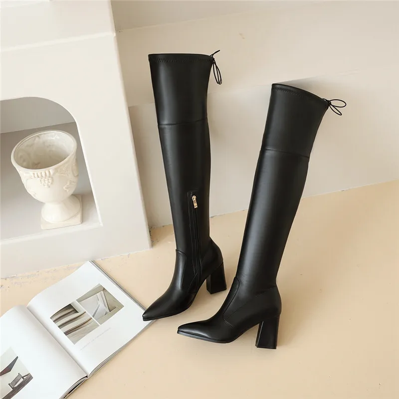 MStacchi 2020 Autumn Women Boots Microfiber Chunky Heels Butterfly-Knot Side Zipper Pointed Toe Shoes Fashion Over-knee Boots
MStacchi 2020 Autumn Women Boots Microfiber Chunky Heels Butterfly-Knot Side Zipper Pointed Toe Shoes Fashion Over-knee Boots