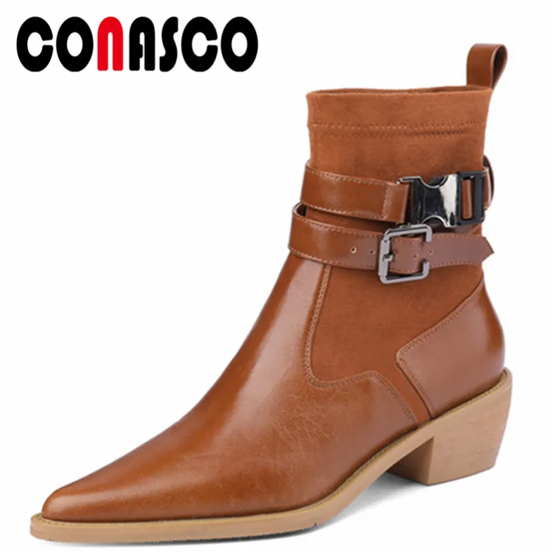 CONASCO Vintage Brand Women Ankle Boots Autumn Winter Warm Cow Leather Party Prom Office Boots Belt Buckle Punk Shoes Woman
CONASCO Vintage Brand Women Ankle Boots Autumn Winter Warm Cow Leather Party Prom Office Boots Belt Buckle Punk Shoes Woman