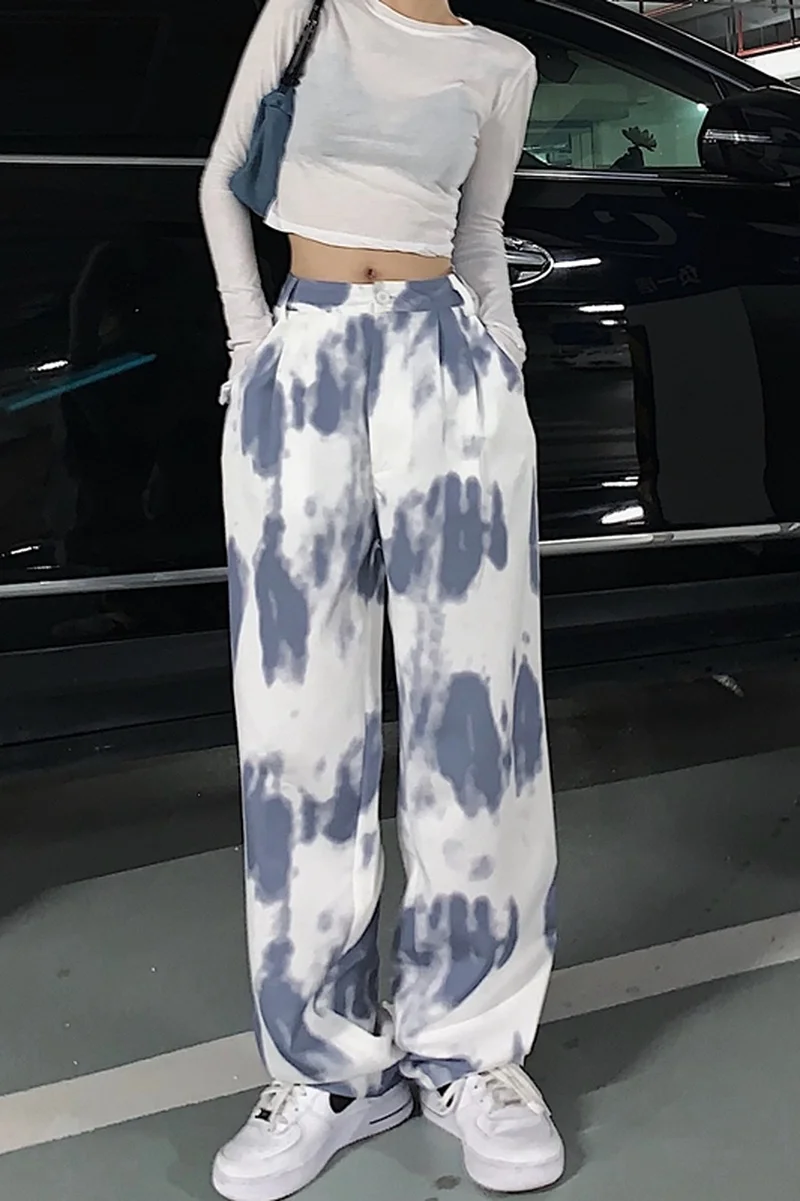 Casual Pants Korean Ins Tie-dye Pants Loose High Waist Straight Wide Leg Pants Sweat Pants Women 
Casual Pants Korean Ins Tie-dye Pants Loose High Waist Straight Wide Leg Pants Sweat Pants Women