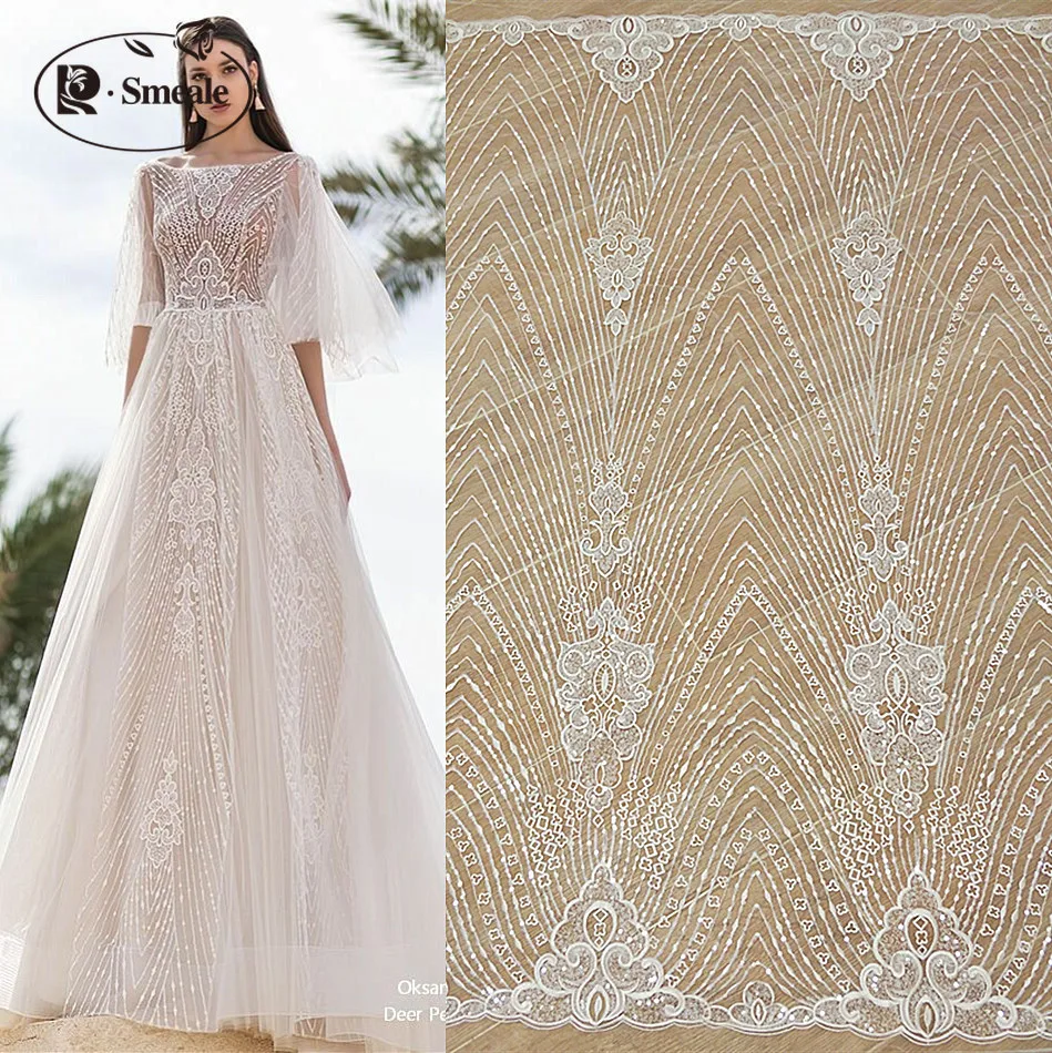Stripe Sequined Lace Fabric Border Embroidery Flower Wedding Dress DIY Sewing Accessories
Stripe Sequined Lace Fabric Border Embroidery Flower Wedding Dress DIY Sewing Accessories