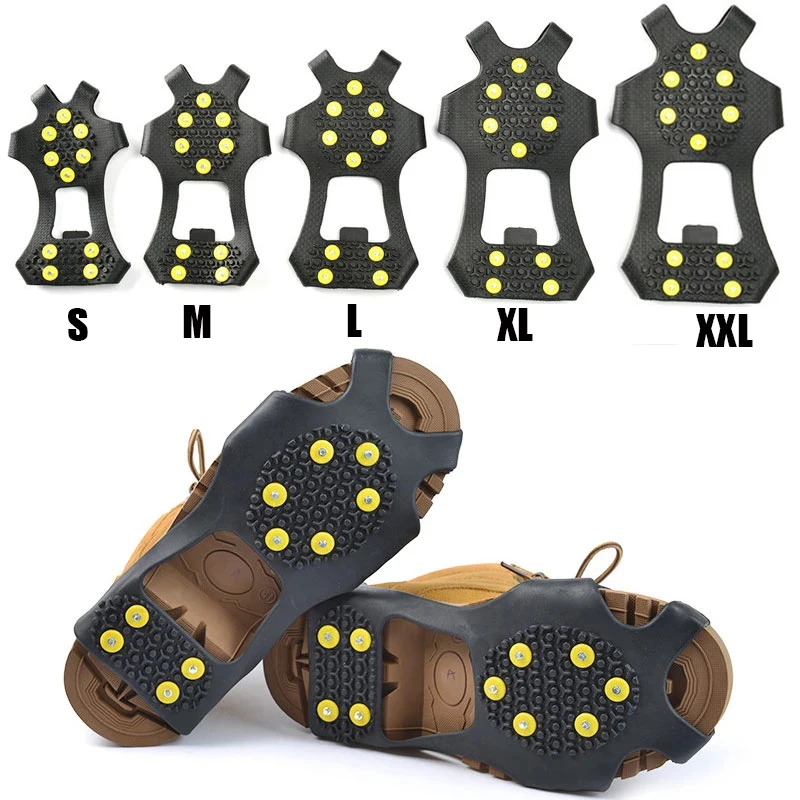 

10 Studs Anti-Skid Snow Ice Thermo Plastic Elastomer Climbing Shoes Cover Spikes Grips Cleats Over Shoes Covers Crampons