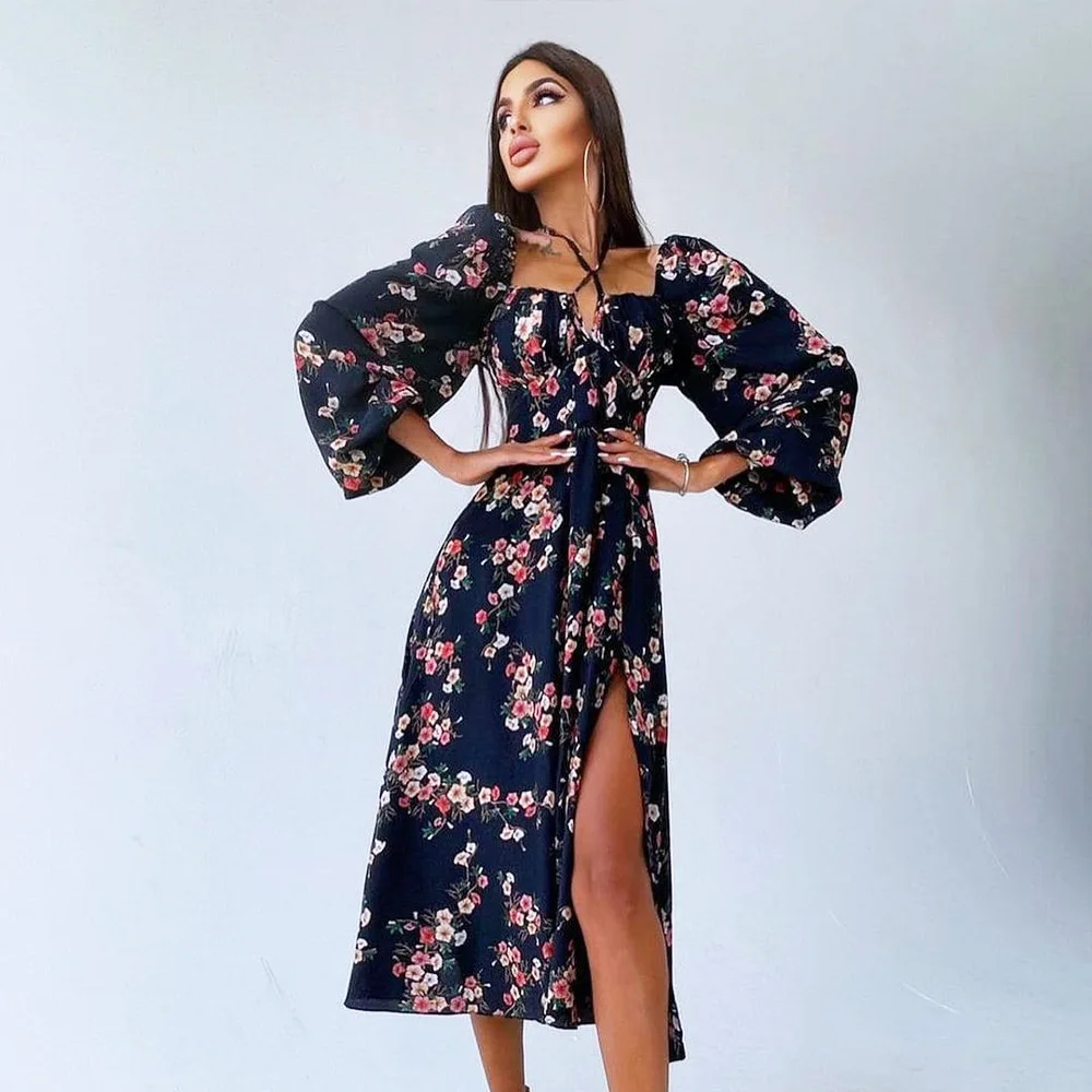 Printed Midi Dress Women Autumn and Winter 2021 New Fashion Loose High Waist Lantern Long-sleeved Big Swing Dress
Printed Midi Dress Women Autumn and Winter 2021 New Fashion Loose High Waist Lantern Long-sleeved Big Swing Dress