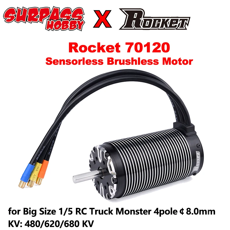 Бессенсорный бесщеточный двигатель Surpass Hobby ROCKET 70120 680KV 620KV 480KV для радиоуправляемого внедорожника Traxxas MST в масштабе 1/5
Бессенсорный бесщеточный двигатель Surpass Hobby ROCKET 70120 680KV 620KV 480KV для радиоуправляемого внедорожника Traxxas MST в масштабе 1/5