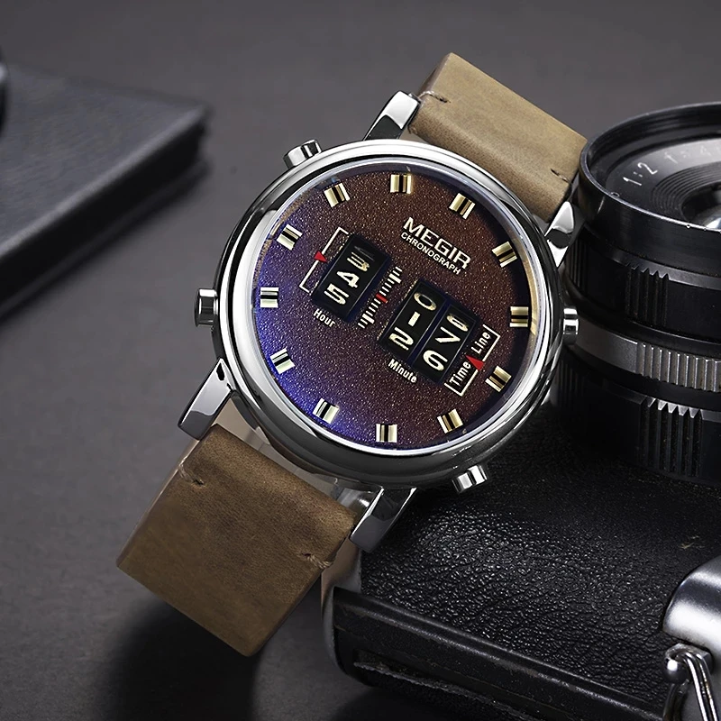 MEGIR 2021 New Simple Sports Men's Trend Roller Quartz Watch Top Brand Fashion Leather Waterproof Watch Relogio Masculino 2137G
MEGIR 2021 New Simple Sports Men's Trend Roller Quartz Watch Top Brand Fashion Leather Waterproof Watch Relogio Masculino 2137G