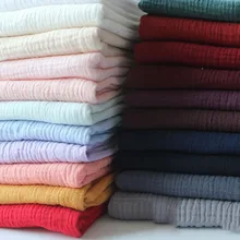 100*135cm Fabric Drape Cotton And Linen Double Gauze Crepe Baby Clothes Fabric Ladies Skirt Sleepwear Fabrics