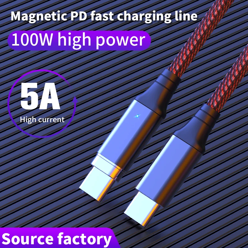 RDCY 100 Вт PD Магнитный USB кабель Тип C к Type 20V5A Быстрая зарядка Micro для MacBook Pro
