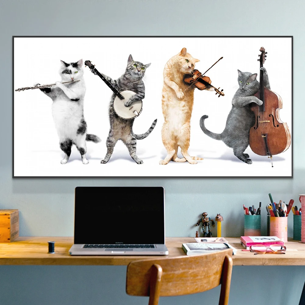 Creative Painting Cute Cat Playing Music Canvas Paintings Personality Posters Prints Wall Pictures Living Room Child Room Decor
Creative Painting Cute Cat Playing Music Canvas Paintings Personality Posters Prints Wall Pictures Living Room Child Room Decor