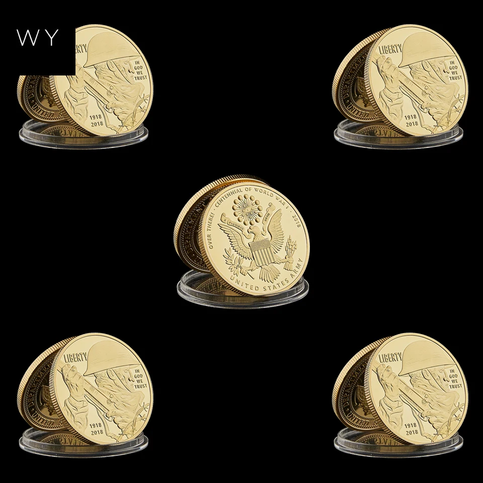 5 шт., позолоченные монеты времен первой мировой войны, США, 1918-2018 гг.
5 шт., позолоченные монеты времен первой мировой войны, США, 1918-2018 гг.