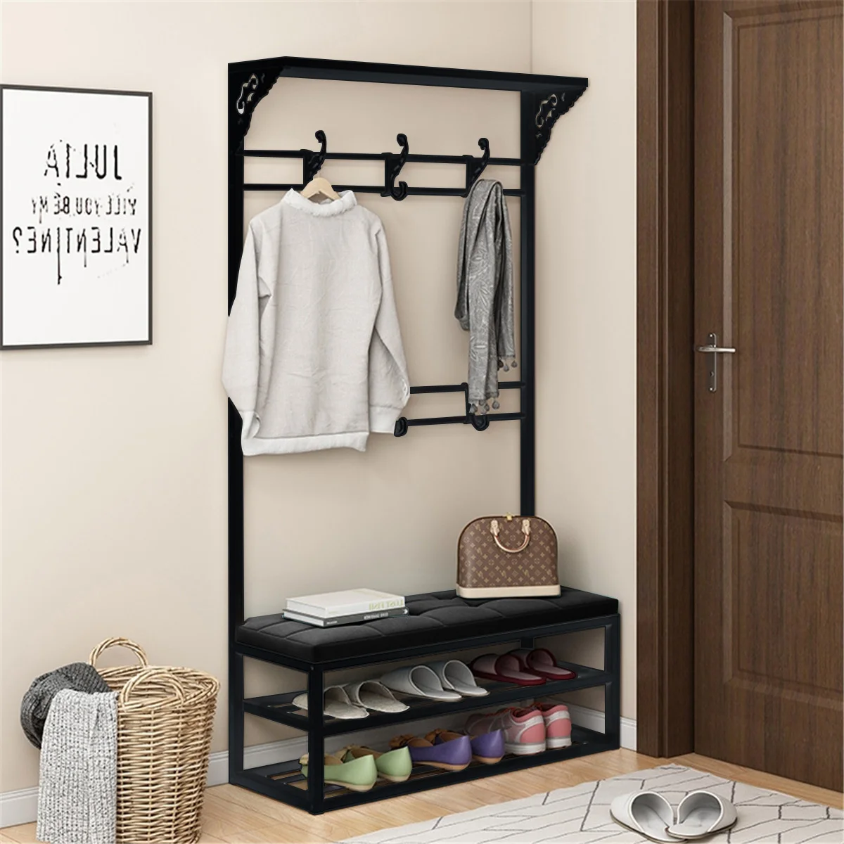 Multi-function Coat Rack And Shoe Cabinet Wall Bedroom Porch Hanging Clothes Rack with Stool Floor Standing Bag Hanger Organizer
Multi-function Coat Rack And Shoe Cabinet Wall Bedroom Porch Hanging Clothes Rack with Stool Floor Standing Bag Hanger Organizer