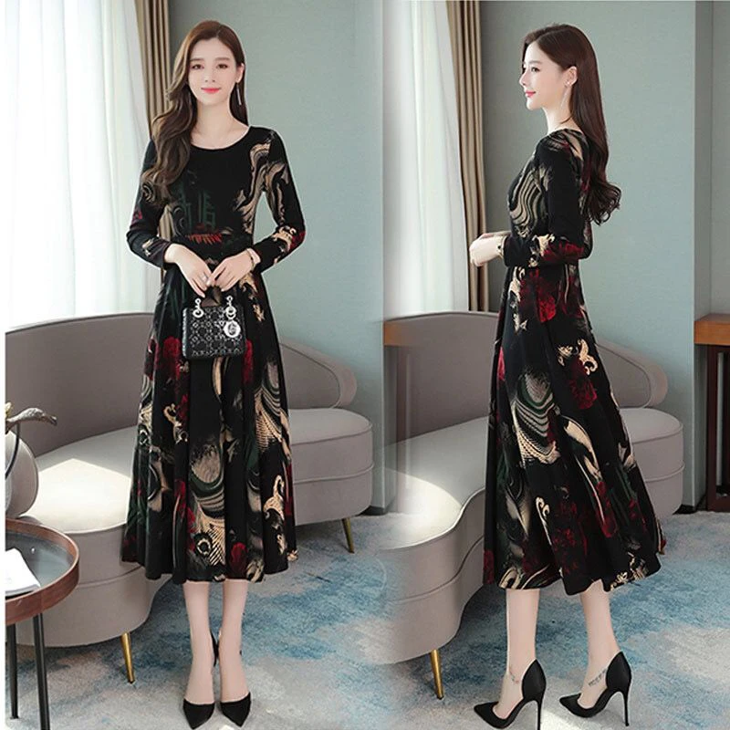 Women's Spring Autumn Dress Women's Elegant O-neck Long Sleeve Printed Ruffles Elegant Casual Vintage Dress SS1389
Women's Spring Autumn Dress Women's Elegant O-neck Long Sleeve Printed Ruffles Elegant Casual Vintage Dress SS1389