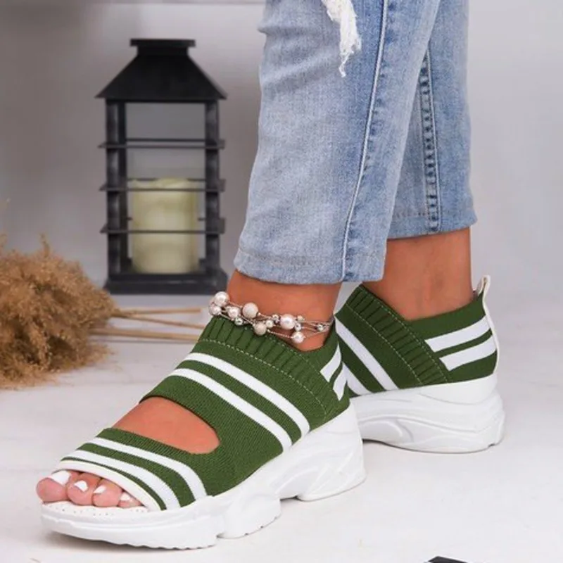 Summer Platform Sandals Women Shoes Peep Toe Striped Mesh Thick Flat Shoes Woman Casual And Comfortable Women's Sandalies
Summer Platform Sandals Women Shoes Peep Toe Striped Mesh Thick Flat Shoes Woman Casual And Comfortable Women's Sandalies