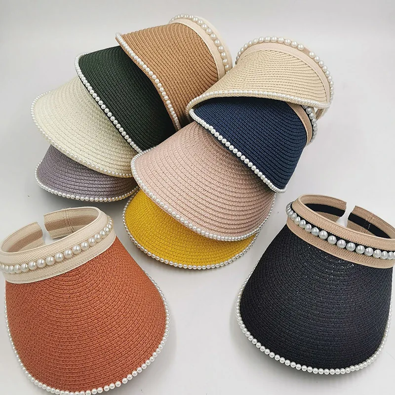 VRIGINER Women Summer Sun Straw Visor Wide-brimmed Pearl Hat Beach Hat Adjustable UV Protection Female Cap 2021 New
VRIGINER Women Summer Sun Straw Visor Wide-brimmed Pearl Hat Beach Hat Adjustable UV Protection Female Cap 2021 New