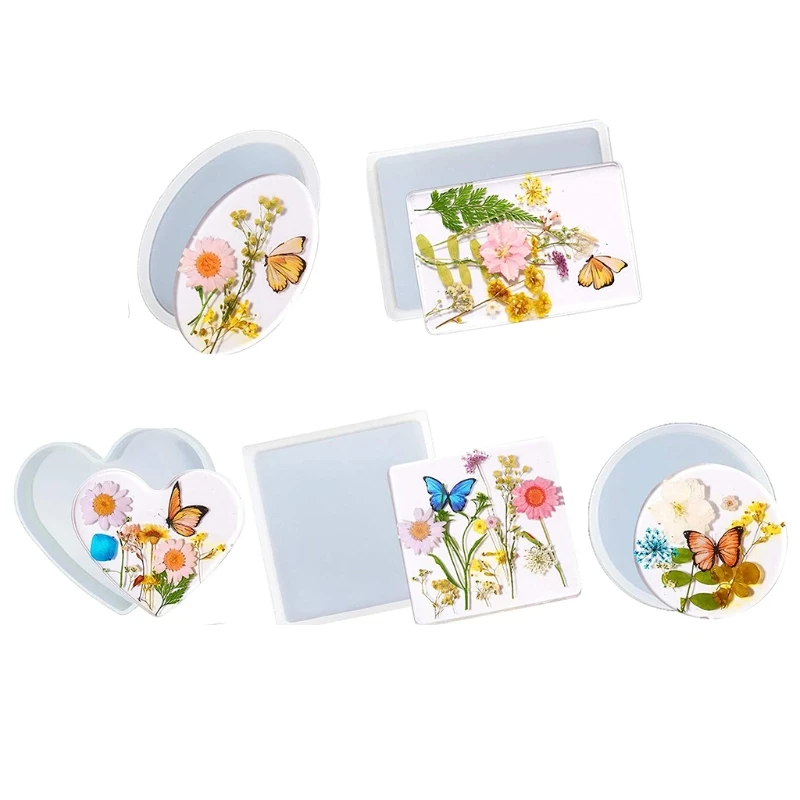 Crystal Epoxy Resin Mold Heart Round Square Rectangle Coaster Silicone Mould Set J60E
Crystal Epoxy Resin Mold Heart Round Square Rectangle Coaster Silicone Mould Set J60E