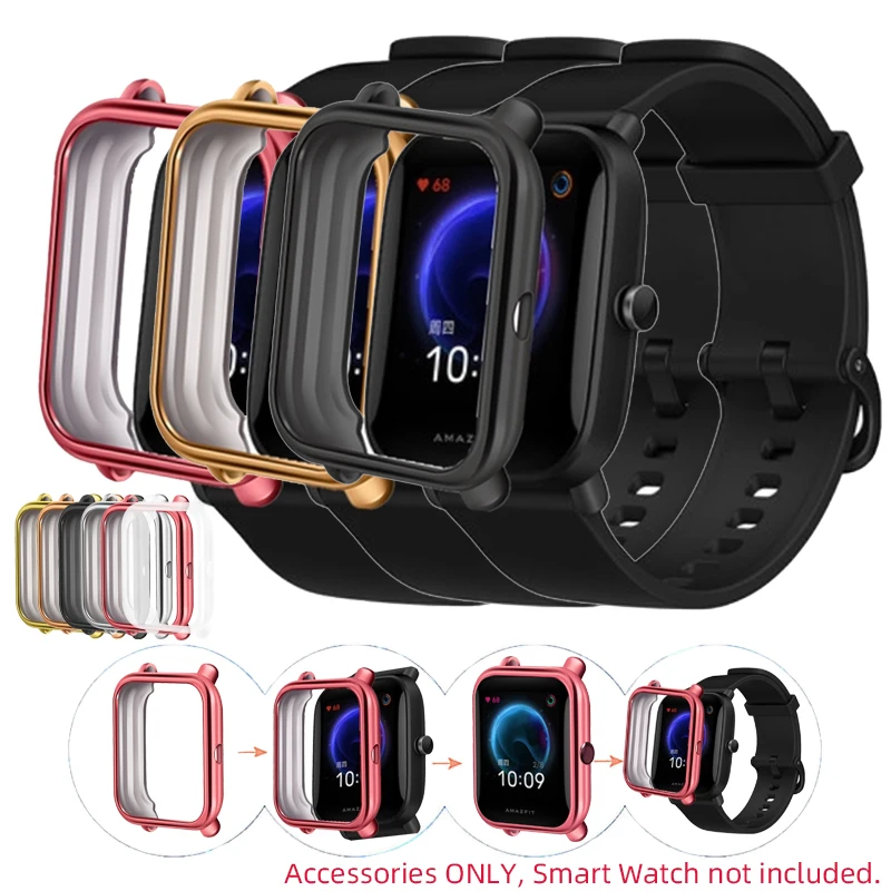 

TPU Soft Full Edge Protector PLating Case Shell Frame For Amazfit BIP S/Lite/U/Pro GTS 2 Mini Watch Protective Bumper Cover
