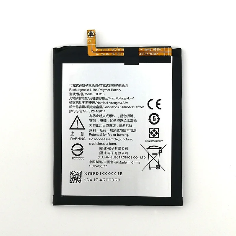 HE316 3000mAh Battery For Nokia 6 N6 TA-1000 TA-1003 TA-1021 TA-1025 TA-1033 TA-103 NEW High Quality
HE316 3000mAh Battery For Nokia 6 N6 TA-1000 TA-1003 TA-1021 TA-1025 TA-1033 TA-103 NEW High Quality