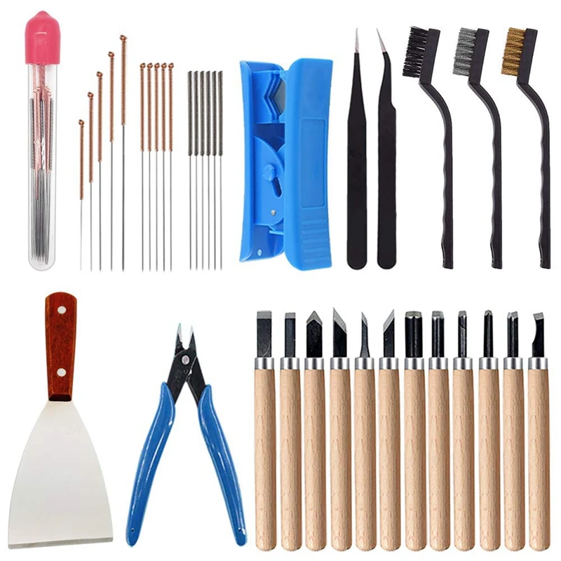 35 Pieces of 3D Printer Tool Kit 7 Sizes of Cleaning Pins Tweezers Pliers Scraper Cleaning Brush Cleaning Knife 
35 Pieces of 3D Printer Tool Kit 7 Sizes of Cleaning Pins Tweezers Pliers Scraper Cleaning Brush Cleaning Knife