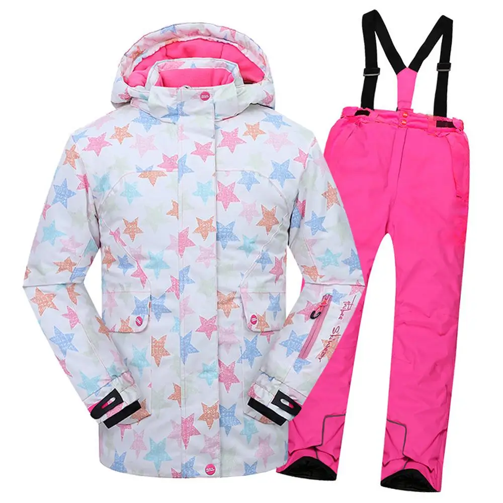 Girls Ski Set Outdoor Waterproof Windproof Winter Stars Skiing Jacket + Bib Trousers Children Warm Skiing Suits
Girls Ski Set Outdoor Waterproof Windproof Winter Stars Skiing Jacket + Bib Trousers Children Warm Skiing Suits
