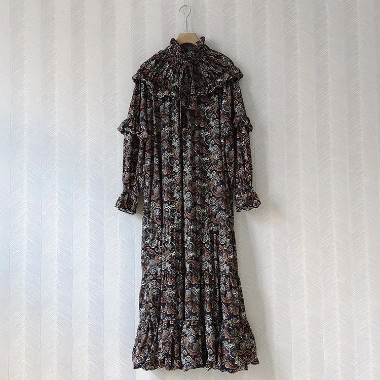Autumn New Designer Women's vintage Ruffles dress High Quality long sleeves loose dress C931
Autumn New Designer Women's vintage Ruffles dress High Quality long sleeves loose dress C931