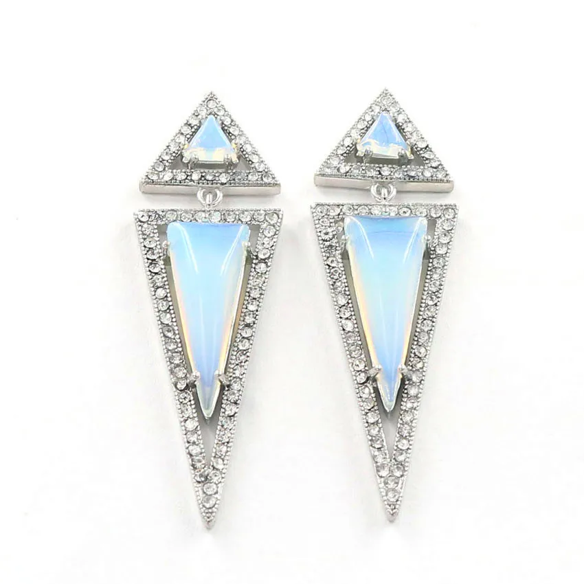 FYJS Unique Silver Plated Long Polygon Shape with Rhinestone Opalite Opal Stud Earrings for Christmas Gift
FYJS Unique Silver Plated Long Polygon Shape with Rhinestone Opalite Opal Stud Earrings for Christmas Gift