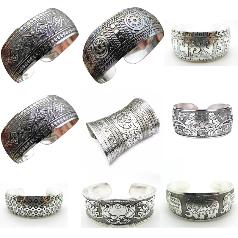 Fashion Vintage Style Tibetan Jewelry Antique Bohemian Bangle Antique Tibetan Carving Cuff Bracelets Bangles For Women
Fashion Vintage Style Tibetan Jewelry Antique Bohemian Bangle Antique Tibetan Carving Cuff Bracelets Bangles For Women