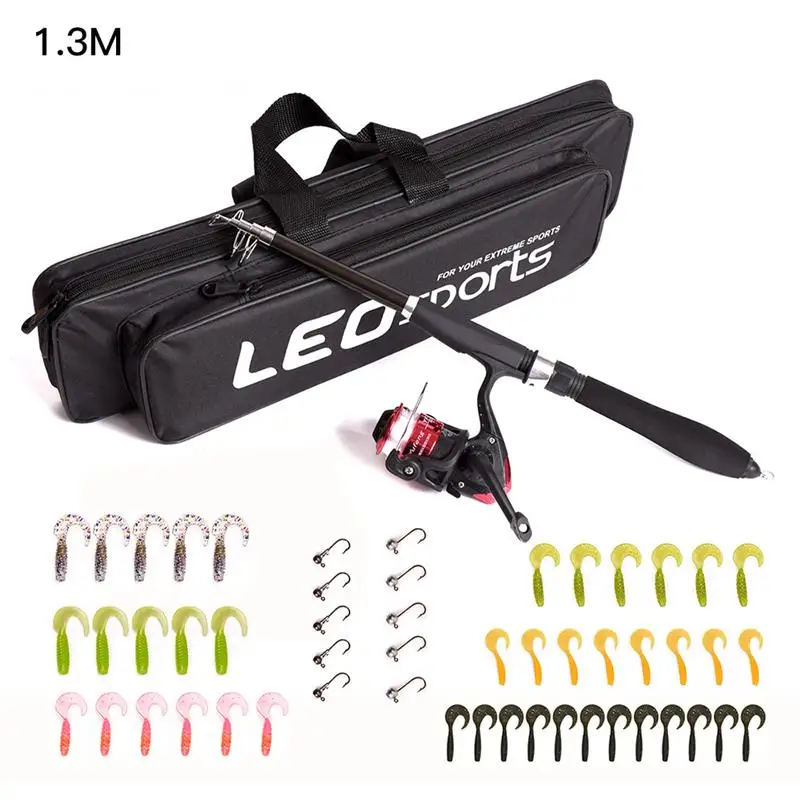 LEO Telescopic Sea Fishing Rod Combo Spinning Reel Fishhooks Soft Lure with Travel Fishing Bag Set For Outdoor Fishing
LEO Telescopic Sea Fishing Rod Combo Spinning Reel Fishhooks Soft Lure with Travel Fishing Bag Set For Outdoor Fishing