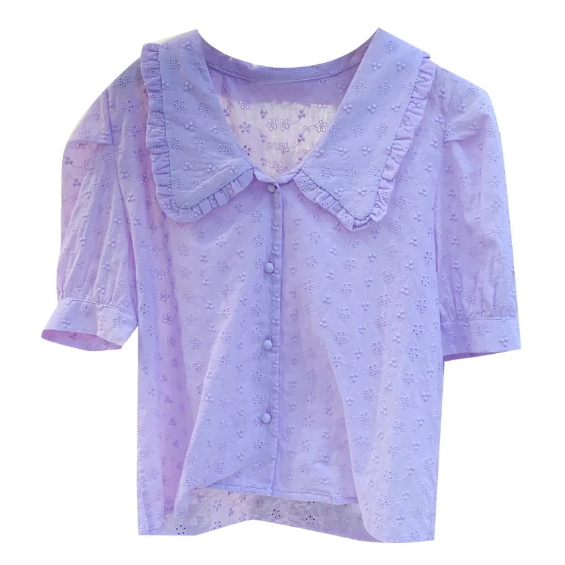 Korean Dongdaemun Spring/Summer Peter Pan Collar Cardigan Shirt New Female Student Age-Reducing Sweet Cotton Embroidered
Korean Dongdaemun Spring/Summer Peter Pan Collar Cardigan Shirt New Female Student Age-Reducing Sweet Cotton Embroidered