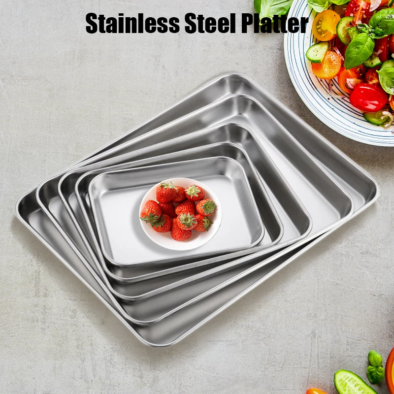 Stainles Steel Baking Oven Tray Pizza Pans BBQ Food Keeping Nachos Storage Dish Kitchen Tool Pastry Fruit Bread Plate Bakeware
Stainles Steel Baking Oven Tray Pizza Pans BBQ Food Keeping Nachos Storage Dish Kitchen Tool Pastry Fruit Bread Plate Bakeware