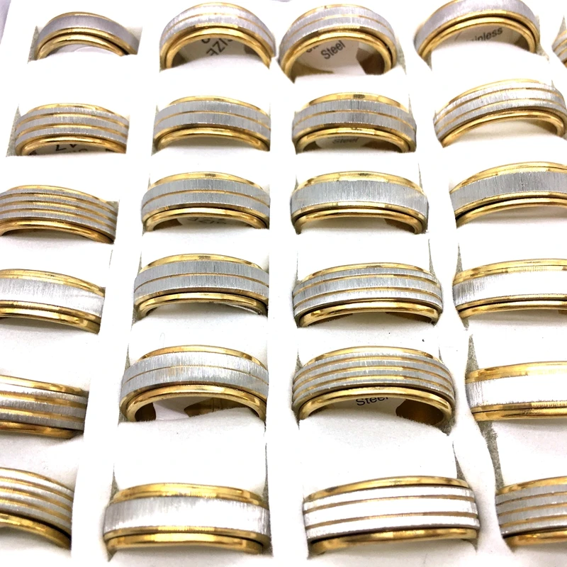 MixMax 36Pcs Men's Women's Rings Golden Stripe Spinner Band Fashion Jewelry Wholesale Lot Brand New
MixMax 36Pcs Men's Women's Rings Golden Stripe Spinner Band Fashion Jewelry Wholesale Lot Brand New