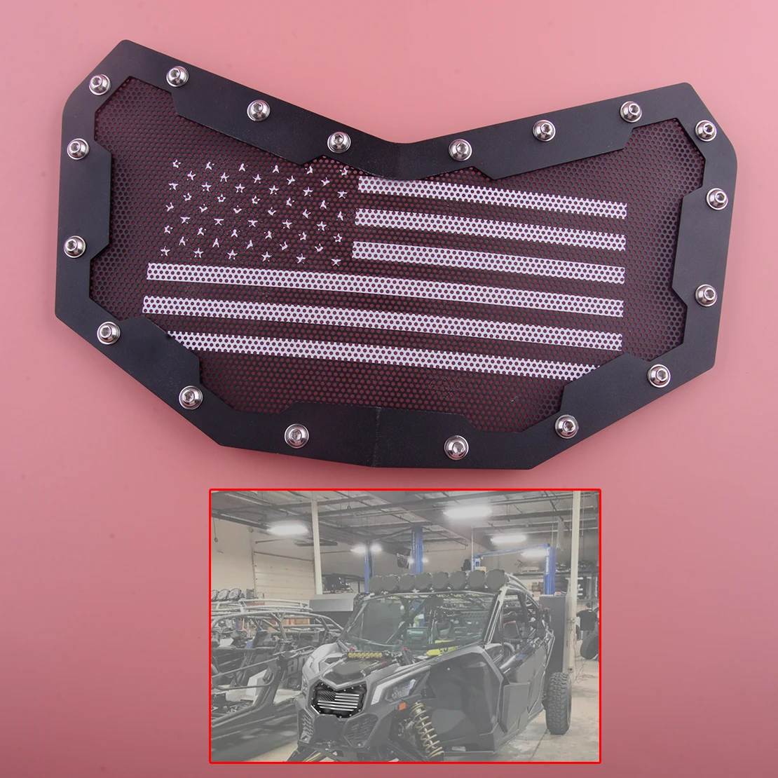 Stainless Steel Grill Grille Front Bumper Mesh Kit Black Fit for Can-Am Maverick X3 2017 2018 2019 2020 2021 American Flag
Stainless Steel Grill Grille Front Bumper Mesh Kit Black Fit for Can-Am Maverick X3 2017 2018 2019 2020 2021 American Flag