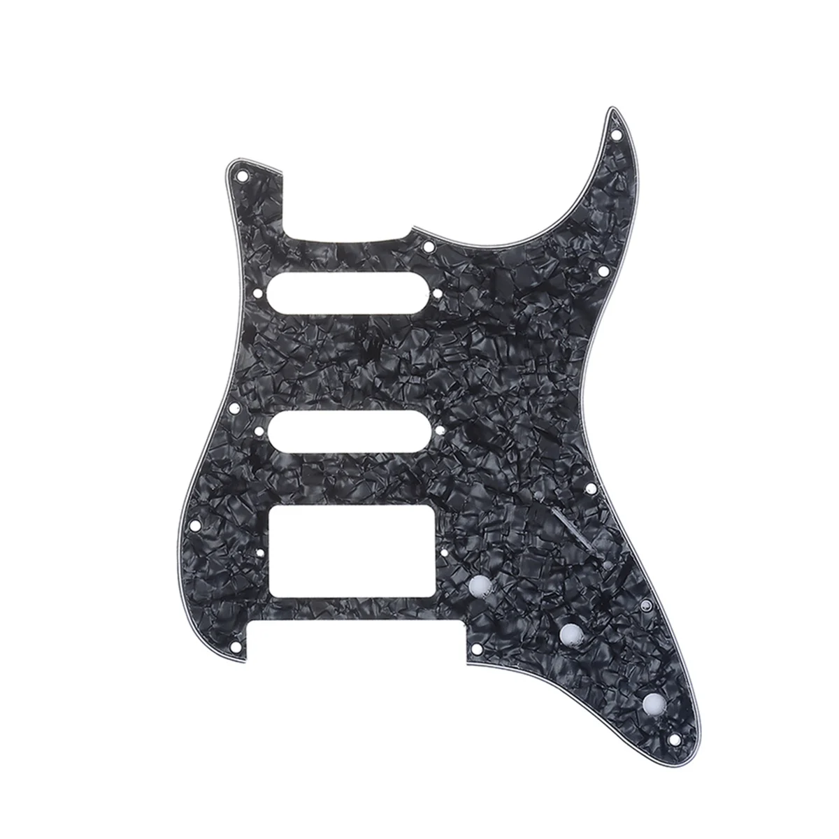 

Musiclily Pro 11-Hole Strat HSS Guitar Pickguard for American/Mexican Fender Stratocaster Floyd Rose Bridge Cut,4Ply Black Pearl