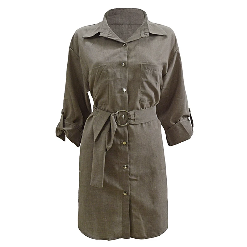 New Woman Summer Dress Half Sleeve Buttons Dress Belt Casual Work Plain Dress Shirt Loose Turn-Down Collar Mini Dresses
New Woman Summer Dress Half Sleeve Buttons Dress Belt Casual Work Plain Dress Shirt Loose Turn-Down Collar Mini Dresses