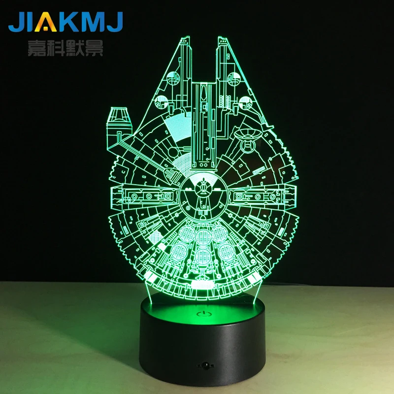 

New 3D lights LED colorful touch night light acrylic visual stereoscopic table lamp Millennium falcon booth usb creative gifts l