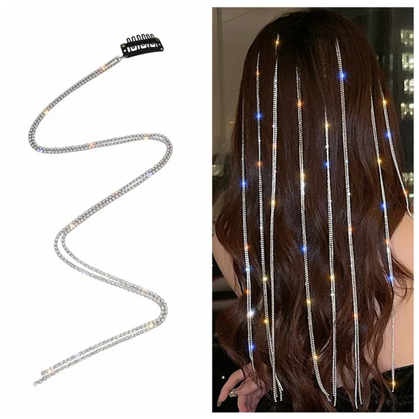 

2021 New Flashing Diamond Chain Hairpin Braided Hair Headdress Tassel Hairpin High Sense Temperament Dirty Braided Hairband