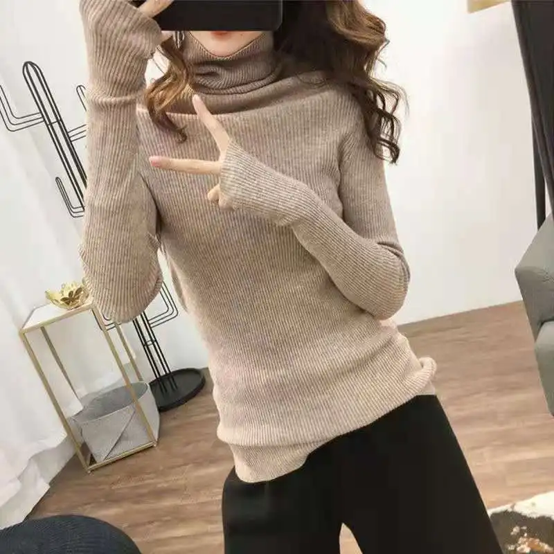 2021 Knitted Women turtleneck Sweater Pullovers spring Autumn Basic Women highneck Sweaters Pullover Slim female top
2021 Knitted Women turtleneck Sweater Pullovers spring Autumn Basic Women highneck Sweaters Pullover Slim female top
