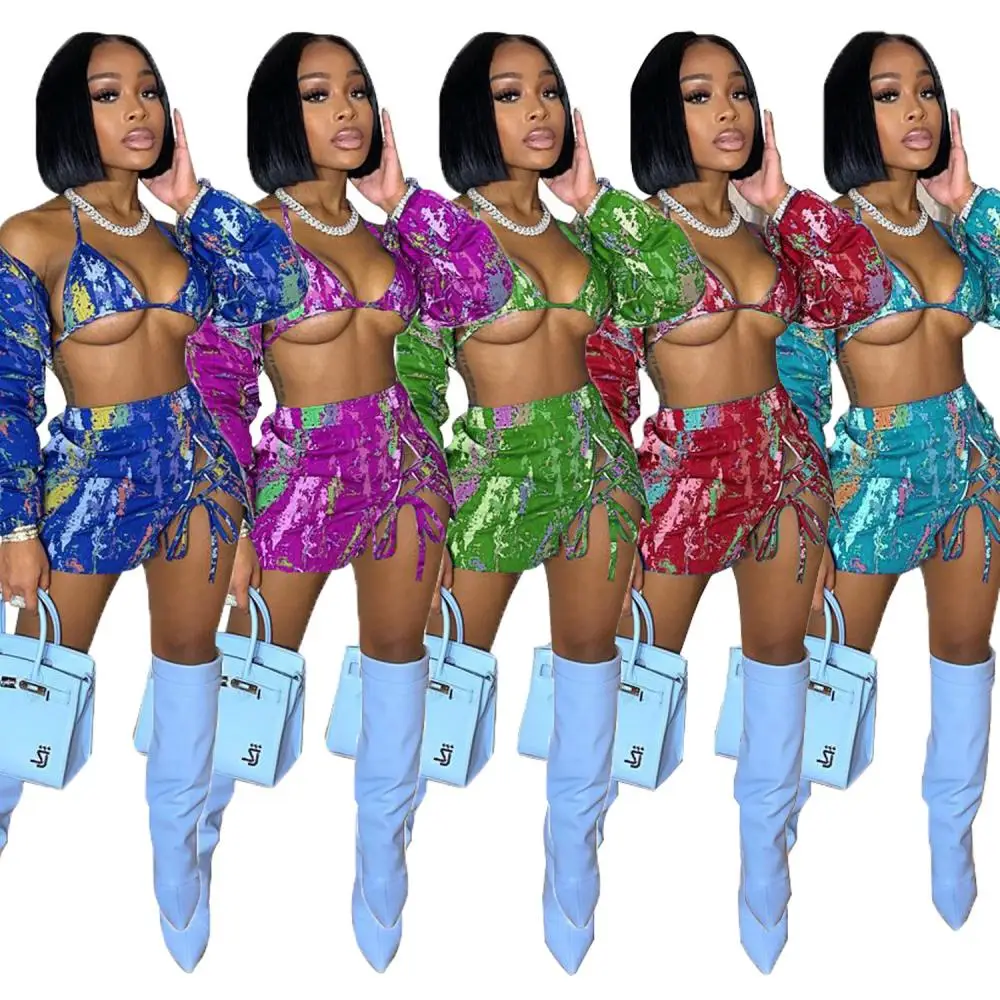 2021 Summer New Fashion European and American Street Fashion Hipster Print Strap Long Sleeve Five-Color Three-Piece Suit
2021 Summer New Fashion European and American Street Fashion Hipster Print Strap Long Sleeve Five-Color Three-Piece Suit