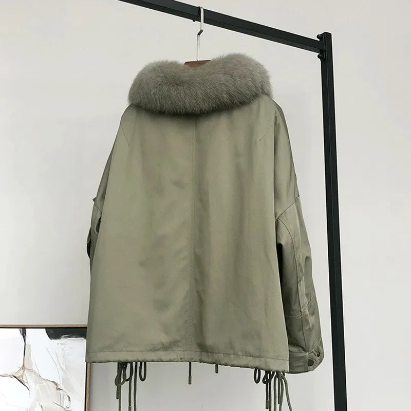 Winter Parkas Thicken Wool Liner Cargo Jacket Women Real fur Single Breasted Loose Short Windbreakers Coat Warm Female Overcoat
Winter Parkas Thicken Wool Liner Cargo Jacket Women Real fur Single Breasted Loose Short Windbreakers Coat Warm Female Overcoat