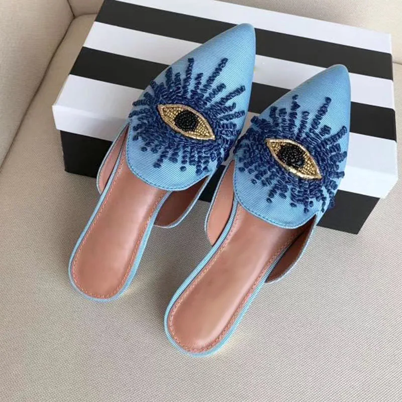 Striped Flipflops Lazy Mules Sandals Colorful String Beaded Crystal Handmade Flat Heel Slippers Outdoor Pointed Toe Loafers 2021
Striped Flipflops Lazy Mules Sandals Colorful String Beaded Crystal Handmade Flat Heel Slippers Outdoor Pointed Toe Loafers 2021