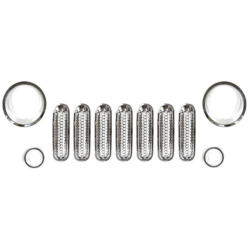 11Pcs Silver Front Grill Mesh Grille Insert Kit & Headlight Cover for 2007- Jeep Wrangler JK & JK Unlimited
11Pcs Silver Front Grill Mesh Grille Insert Kit & Headlight Cover for 2007- Jeep Wrangler JK & JK Unlimited