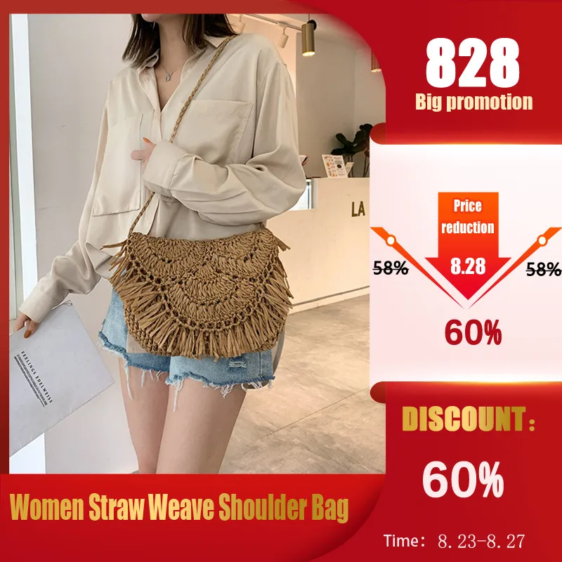 Summer Beach Vacation Women Tassels Woven Bag Straw Rattan Weave Shoulder Crossbody Bags Ladies Fashion Tassels Handbag Purse 
Summer Beach Vacation Women Tassels Woven Bag Straw Rattan Weave Shoulder Crossbody Bags Ladies Fashion Tassels Handbag Purse