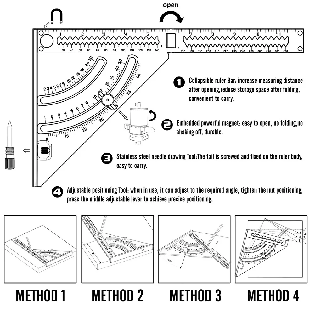 2-In-1 Aluminum Alloy Folding Triangle Squares Ruler Positioning Corner Woodworking Tool Ruler Accessories Assembly
2-In-1 Aluminum Alloy Folding Triangle Squares Ruler Positioning Corner Woodworking Tool Ruler Accessories Assembly
