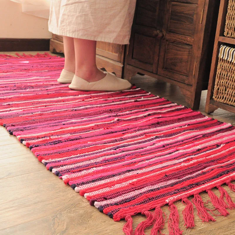 

Boho Style Handmade Tassel Kichen Mat Carpets for Living room Area Rugs Outdoor Entrance Doormat Geometric Bath Floor Mats Hot