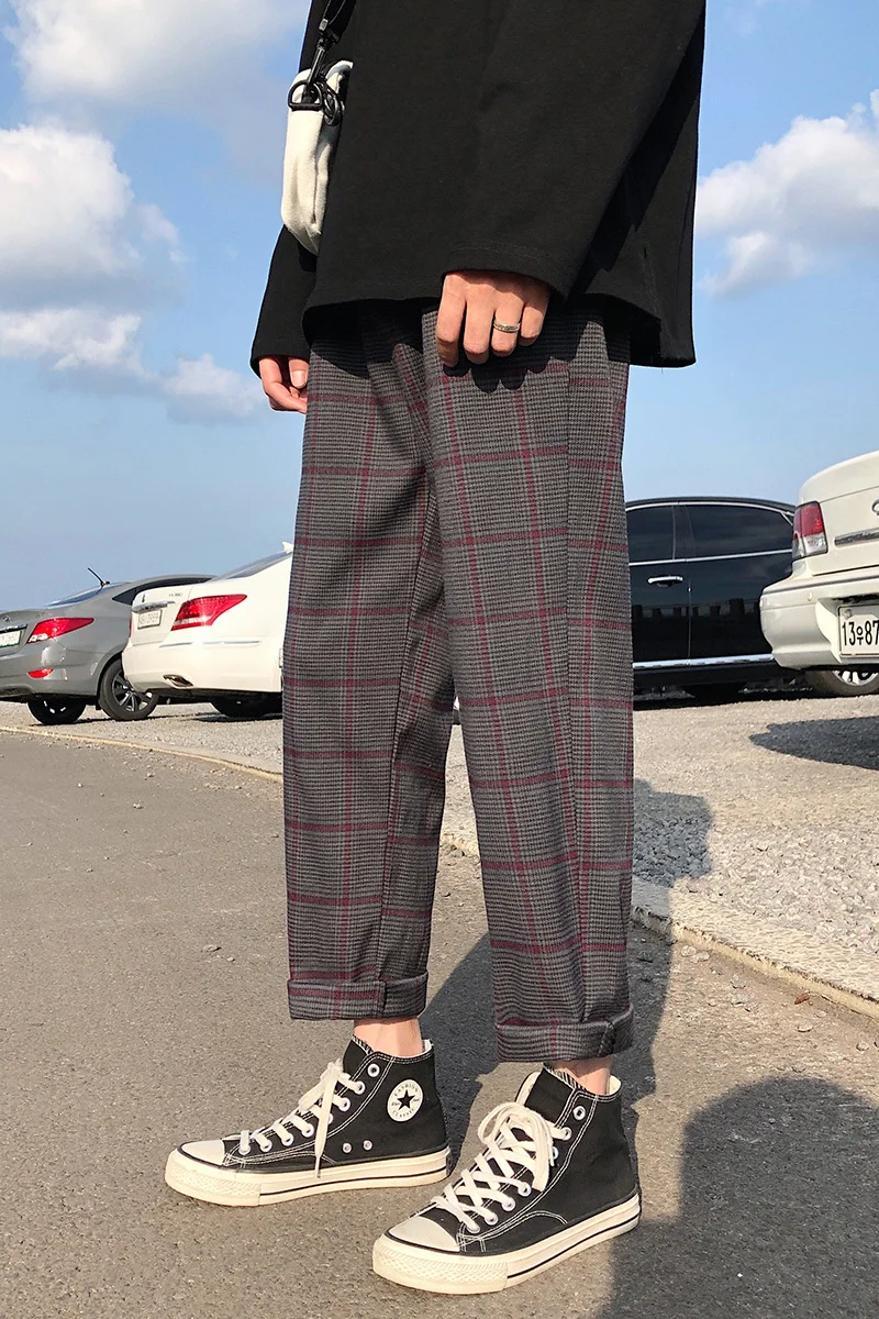 2020 Spring And Autumn New Youth Trend Straight Cropped Pants Fashion Casual Loose Plaid Pants Dark Gray / Khaki M-3XL
2020 Spring And Autumn New Youth Trend Straight Cropped Pants Fashion Casual Loose Plaid Pants Dark Gray / Khaki M-3XL