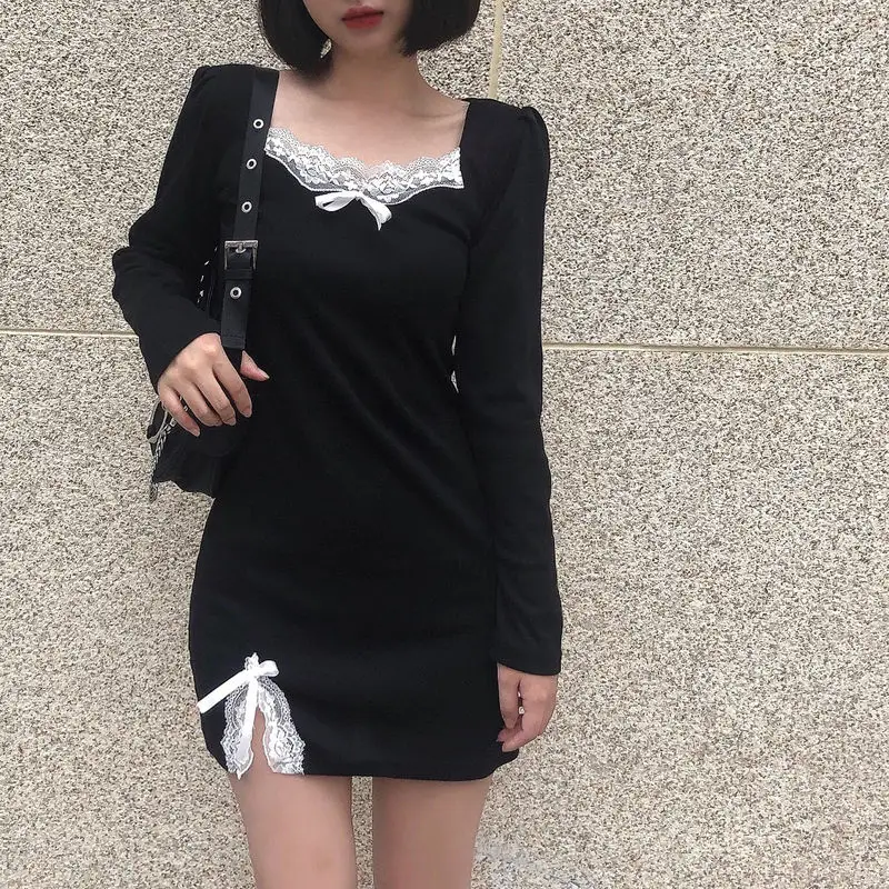 2023 Spring Autumn Women French Stitching Lace Split Dress Square Neck Puff Sleeve Fashion Slim Mini Sexy Dresses Female Y210
2023 Spring Autumn Women French Stitching Lace Split Dress Square Neck Puff Sleeve Fashion Slim Mini Sexy Dresses Female Y210
