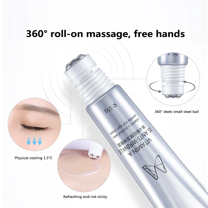 

Vitamin A Eye Cream Massage Rolling Eye Cream Remover Dark Circle Anti-Wrinkle Against Puffiness And Bags Skin Care Eye Massager