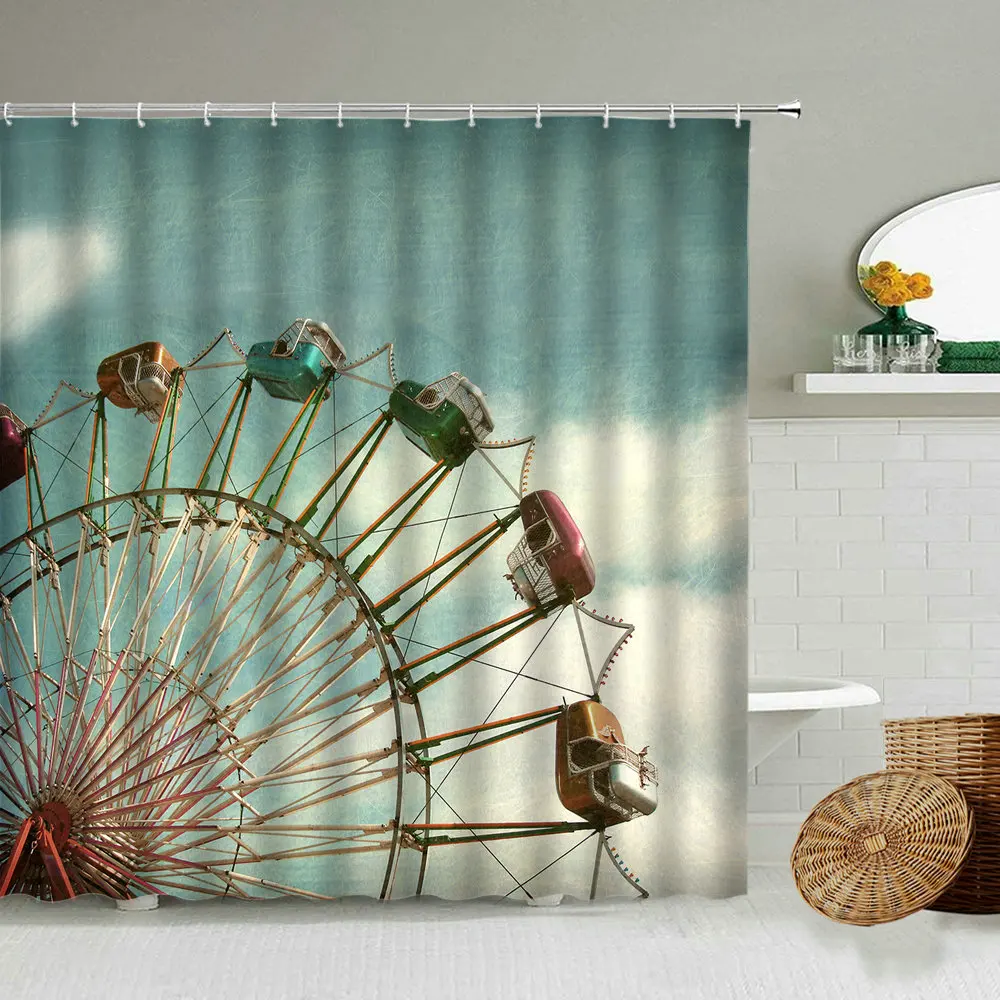 London Ferris Wheel Building Shower Curtain Romance Amusement Park Bathroom Accessories With Hook 3D Waterproof Screen Washable
London Ferris Wheel Building Shower Curtain Romance Amusement Park Bathroom Accessories With Hook 3D Waterproof Screen Washable