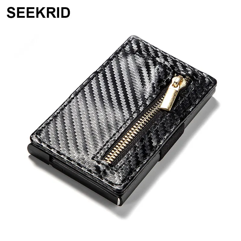 SEEKRID с функцией блокировки RFID молния держатель для карт Алюминий Металл Бизнес