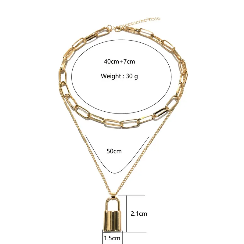 Simple Multi Layer Lock Pendant Choker Necklace Gold Silver Color Fashion Padlock Chain Necklace Party Punk Jewelry Best Gifts
Simple Multi Layer Lock Pendant Choker Necklace Gold Silver Color Fashion Padlock Chain Necklace Party Punk Jewelry Best Gifts