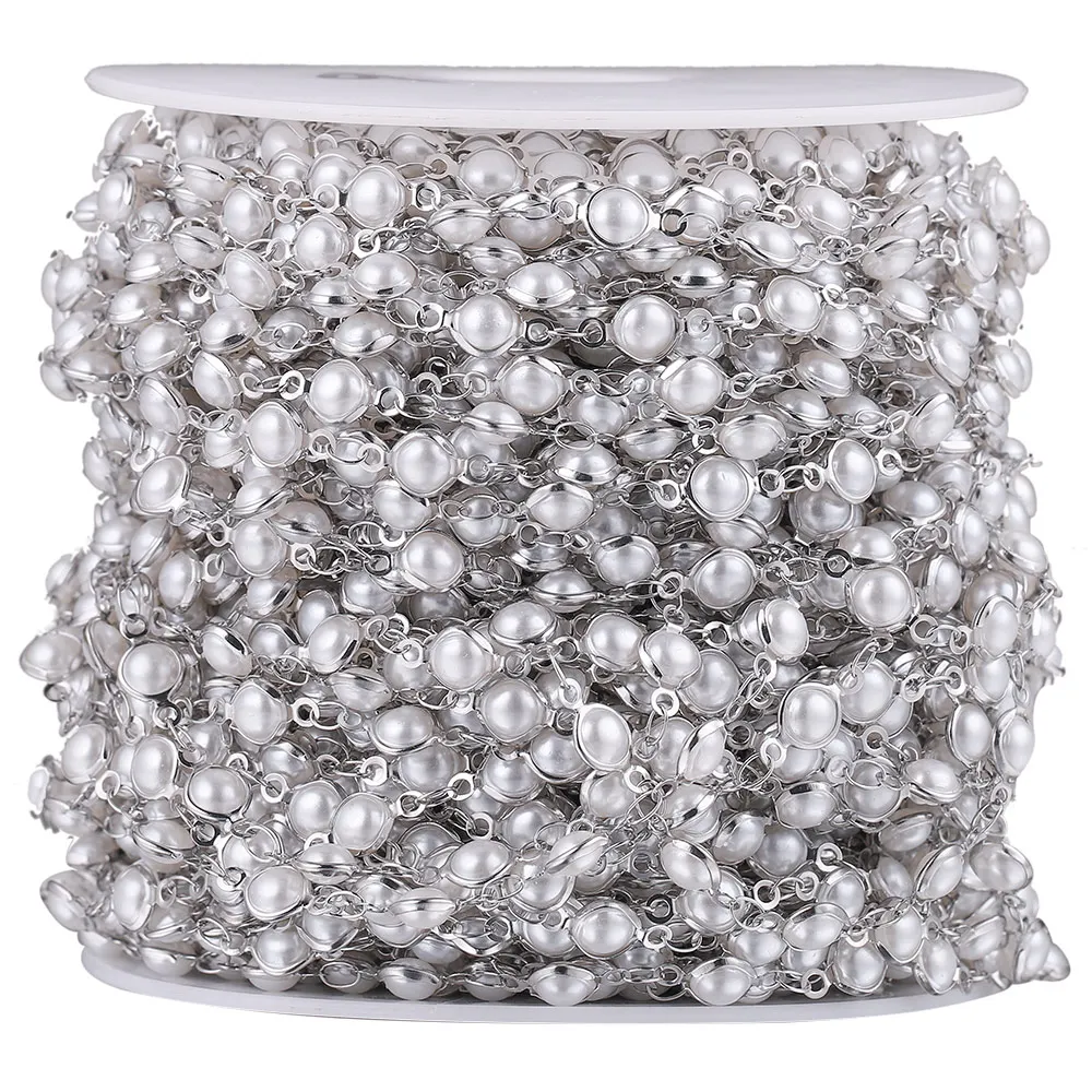 1M Stainless Steel 6mm Round Imitation Pearls Chains Roll for DIY Bracelet Necklace Supplies Jewelry Making Wholesale Items Bulk
1M Stainless Steel 6mm Round Imitation Pearls Chains Roll for DIY Bracelet Necklace Supplies Jewelry Making Wholesale Items Bulk