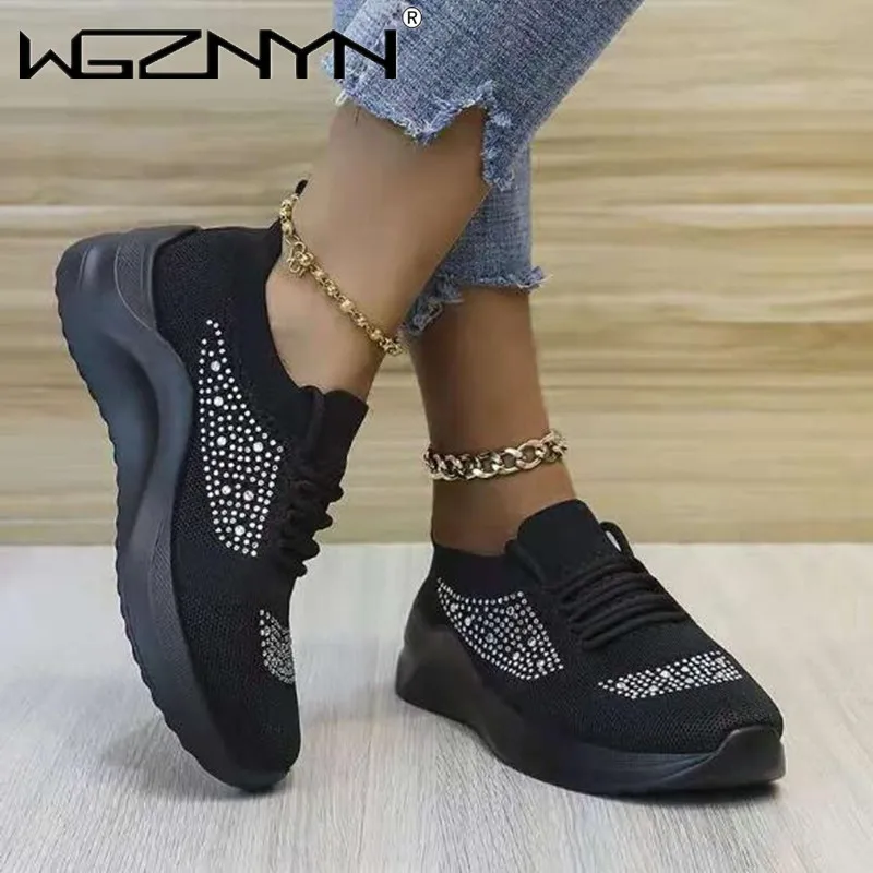 2021 Women Sneakers Summer Plus Size 43 Breathable Knitted Women Shoes Vulcanized Shoe Rhinestone Casual Lace Up New Women Shoes
2021 Women Sneakers Summer Plus Size 43 Breathable Knitted Women Shoes Vulcanized Shoe Rhinestone Casual Lace Up New Women Shoes
