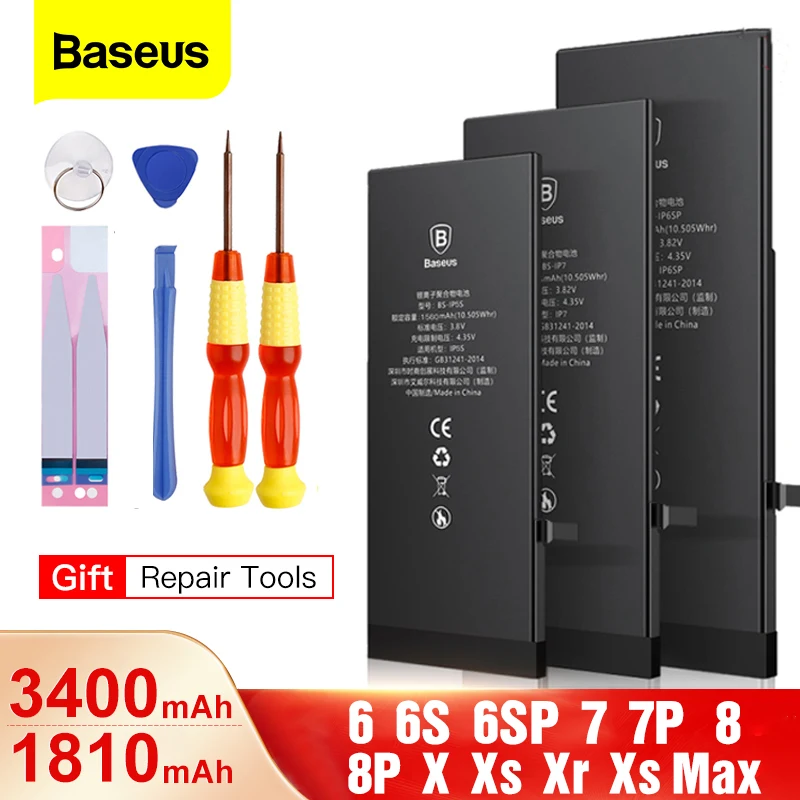 Аккумулятор Baseus для iPhone 6 6S 7 8 Plus X Xs Max XR 6Plus, оригинальный аккумулятор большой емкости для iPhone 6 7P 8 P, сменный аккумулятор
Аккумулятор Baseus для iPhone 6 6S 7 8 Plus X Xs Max XR 6Plus, оригинальный аккумулятор большой емкости для iPhone 6 7P 8 P, сменный аккумулятор